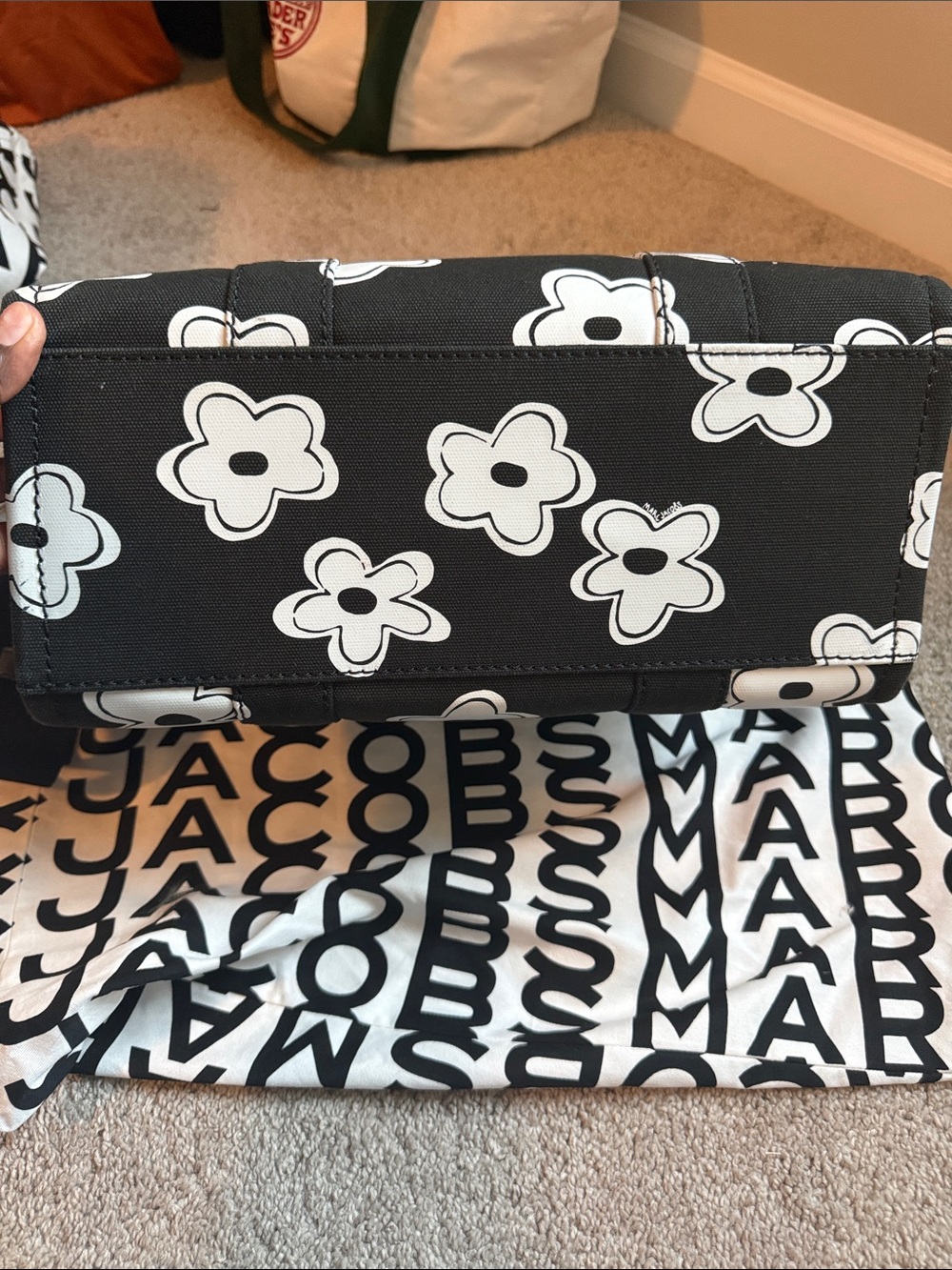 Marc Jacobs Black and White Floral Canvas Tote - Picture 3 of 4